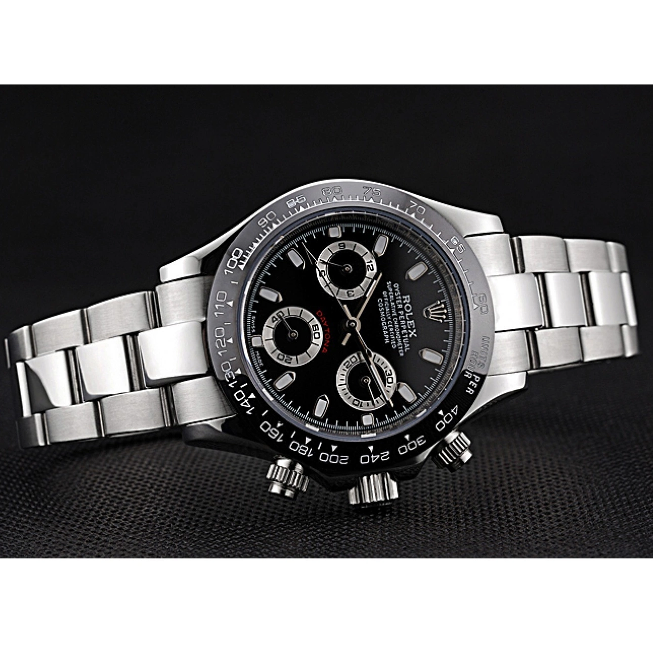 Aaa replica Silver Black Stainless Stainless Cosmograph Steel Case Daytona Rolex Steel Subdials 622635 0616